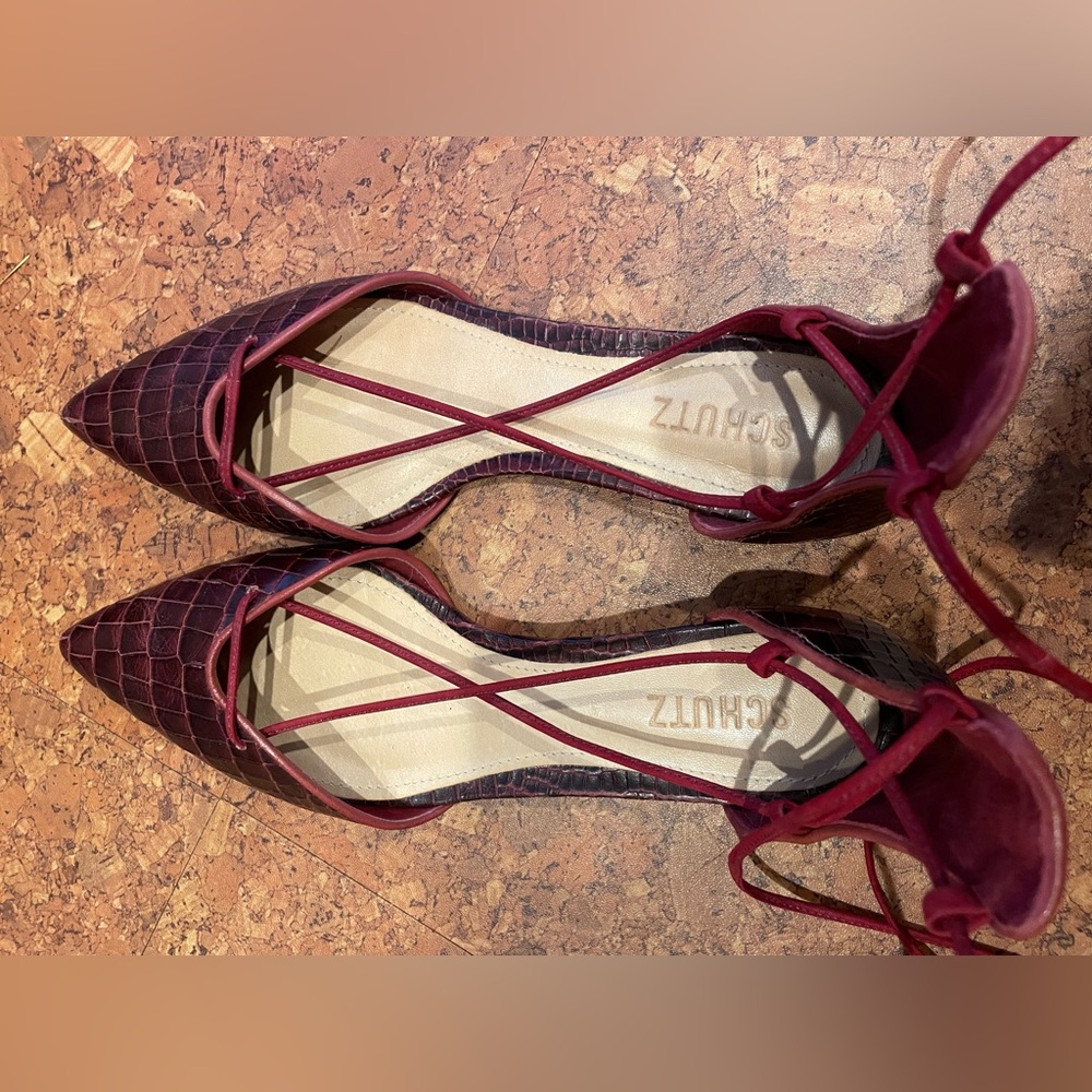 Schutz flats, tie around ankle